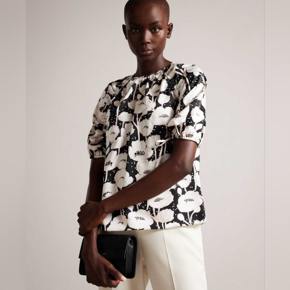 Ted Baker Luciani Floral Print Puff Sleeve Blouse